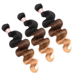 Alternative view of Affordable Body Wave 1B/4/27 Ombre Color Brazilian Human Hair Weave 4 Bundles