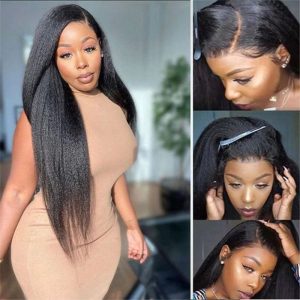 5X5 Hd Lace Closure Wig Kinky Straight Natural Hairline Pre-Plucked Fast Shipping For Women