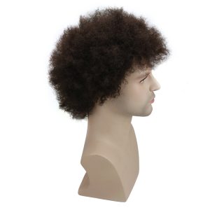 Human Hair Afro Curly Mens Toupee Hairpiece Wig Brazilian Remy Human Hair Short Kinky Curly None Lace Full Wig for Men (Nature Black) - Image 12