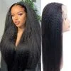 Kinky Straight Human Hair Wigs HD Swiss Transparent Lace Front Human Hair Wigs Peruvian Pre Plucked 13x4 Lace Front Wigs For Black Women Glueless Remy