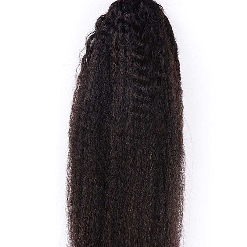 Malaysian Hair With Free Part Kinky Straight Lace Closure With Bundles Unprocessed Soft Human Hair Weave Extension - Image 5