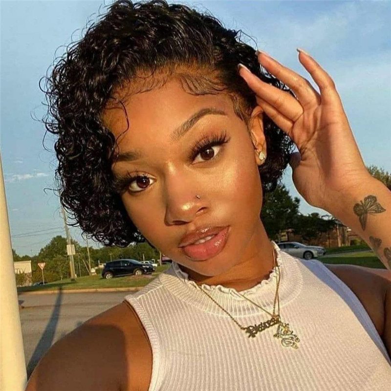 150% Pixie Cut Wig Human Hair Short Pixie Curly Wigs For Women Brazilian Remy Hair CLosure Wig 360 Lace Frontal Wig Glueless - Image 5
