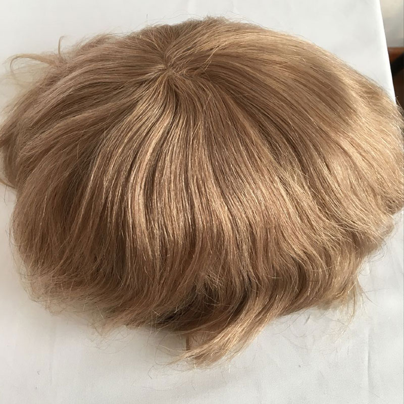 Toupee for men Hair pieces 100% European Virgin Human Hair Replacement System For Men 10"x8" Human Hair Toupee Men Hair Piece #18 Light Brown Color - Image 22