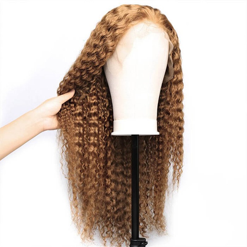 #27 Colored Curly Human Hair Wig Cap Pre-Plucked 13*4 Hd Lace Front Wigs For Black Women - Image 3