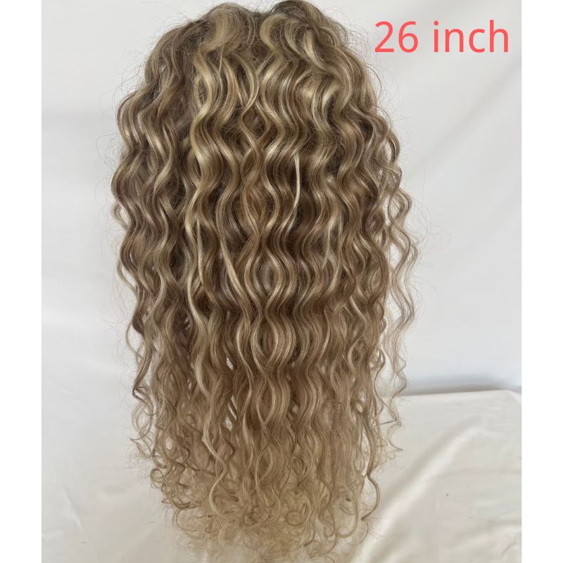 Human Hair Wigs Highlight Brown and Light Blonde Ombre Wavy Curly 360 Lace Front Wigs 150% 180% Density European Human Hair Wigs For Women Preplucked - Image 3