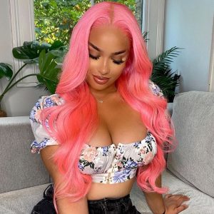 Peruvian Hair Rouge Pink Body Wave Lace Front Wigs