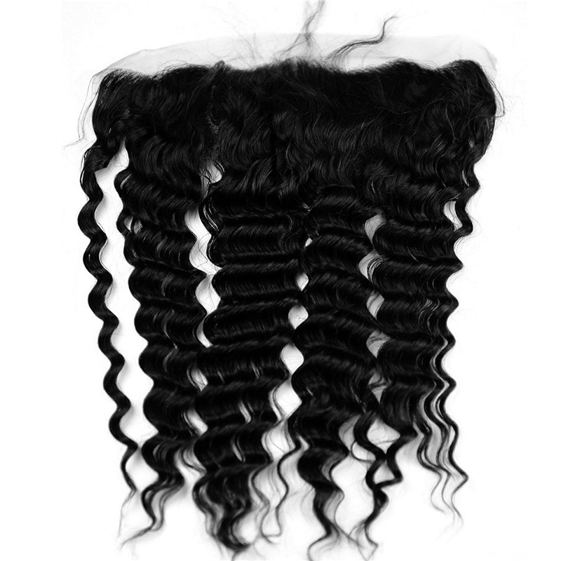 Free Part 13x4 Lace Frontal Closure Deep Wave Free Part Ear to Ear Brazilian Human Hair Extensions Frontal Lace Closure with Baby Hair Bleached - Image 2