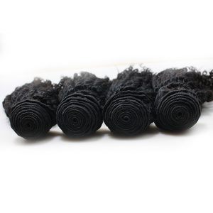 Afro Kinky Curly Human Hair Bundles Peruvian Hair Weave 4 Bundles Natural Color Remy Hair Extensions - Image 4