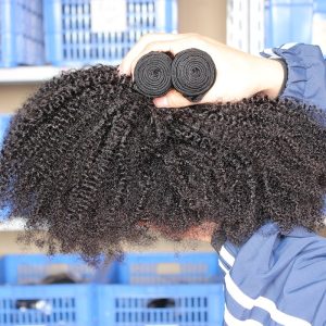 Afro Kinky Curly Indian Remy Human Hair Extension 4 Bundles Deals Natural Color - Image 3