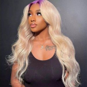 Body Wave Ombre 613 Colored with Light Purple Roots Lace Front Wig Brazilian Remy Human Hair Wigs For Women 150% - Image 4