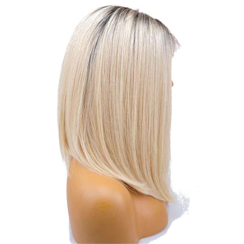 Lace Front Bob Wig With Blonde Dark Root Color - Image 5