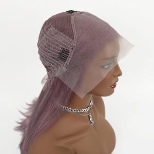 Ash Purple Straight Bob Cut Lace Wig Human Hair Wigs Brazilian Remy Pre Plucked Bob Wig Transparent Lace Wigs Glueless Colored Wigs - Image 9