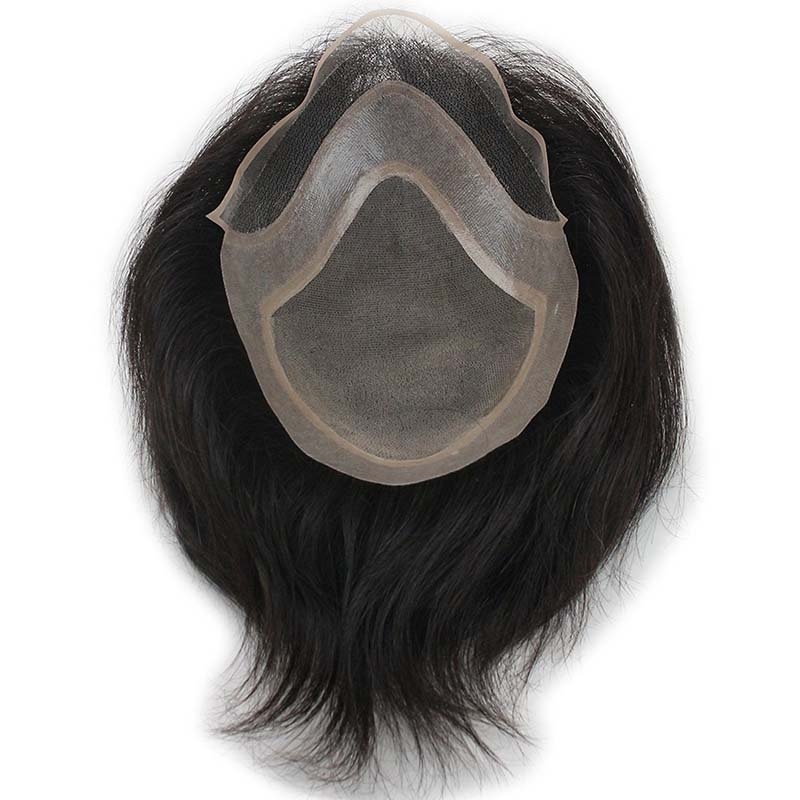 Men's Toupee Human Hair Straight Monofilament Net Base Thin Skin Around with Combs Toupee for Men 1B Color - Image 2