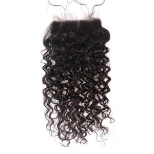 Alternative view of Transparent HD Swiss Thinner lace Curly Natural Color Lace Closure With Natural Baby Hair Bleached Knots Lace Size 5x5 Unprocessed Human Hair