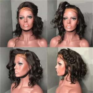 13X6 Deep Part Human Hair Lace Front Wigs Short Loose Wave Side Part Lace Wigs with Baby Hair Natural Color Short Bob Wavy for Black Woman Pre Plueked - Image 3