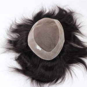 Toupee for Men Human Hair Pieces Fine Mono Lace Top PU Perimeter European Hair Replacement System 7x9inch 1B Color Men Wigs - Image 4