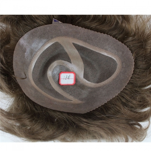 Men's Toupee 10×8 inch Real Human Hair 18# Color Thin Skin Hairpiece Hair Replacement System Monofilament Net Base for Men - Image 4