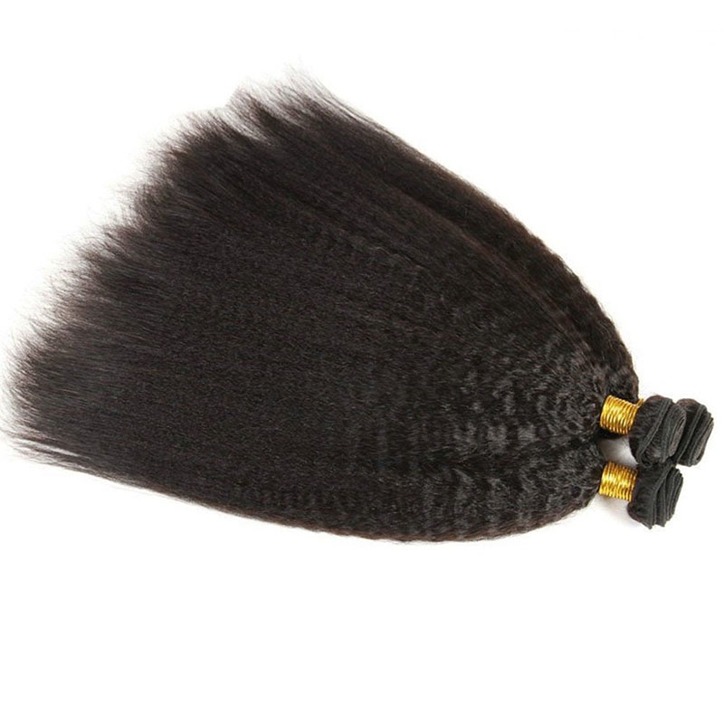 Mongolian Human Hair Kinky Straight Hair Bundles With Lace Closure 4pcs Mink Kinky Straight Hair - Image 5