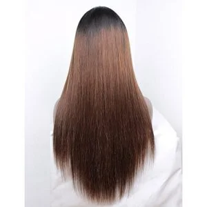 Alternative view of 13X6 Lace Front Wigs #1B/#30 Color Straight Ombre Human Hair Wigs With Baby Hair 150% Density unprocessed Brazilian Remy Hair Wig