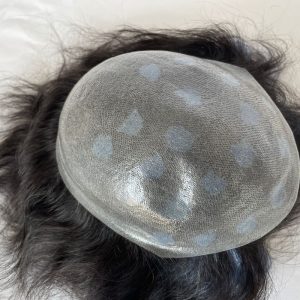Pwigs Mens Toupee Thin Skin PU Base 1B Highlight Blue Hairpiece 100% European Human Hair Toupee for Men Natural Hairline 8x10 - Image 5