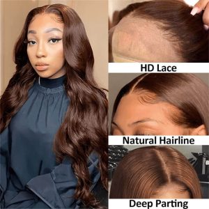 #4 Chocolate Brown Colored 13*6 Hd Lace Front Wig Human Hair Wigs Skin Melt For Black Women - Image 6