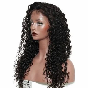 Alternative view of Human Hair Lace Front Wig Deep Wave Natural Pre-Plucked Hair Wigs 180% Density No Shedding No Tangle