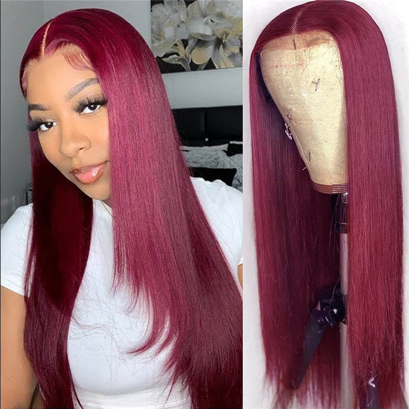 99J Straight/Body Pre Plucked 5X5 Hd Lace Closure Wigs Middle Part Human Hair Natural Hairline - Image 3