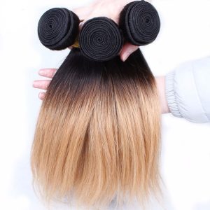 Silk Straight 1B/30 Ombre Color Brazilian Human Hair Weave 4 Bundles Deals - Image 4