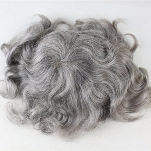 Men's Toupee 10×8 inch 1B Mix 80% Grey Hair Thin Skin Hairpiece Hair Replacement System Monofilament Net Base for Men - Image 12