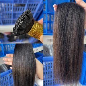Coarse Yaki Straight Flat K Tips Microlink Hair Extensions Yaki K Tip Human Hair Extensions 12A Virgin Hair Extensions - Image 3