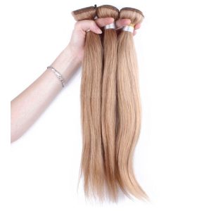 Bundle Hair Color #27 Honey Brown Straight Brazilian Human Hair Weave 3 Buddles - Image 3