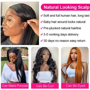 Body Wave 13*6 Hd Transparent Lace Front Wigs 100% Human Hair Pre Plucked 30 Inch - Image 4