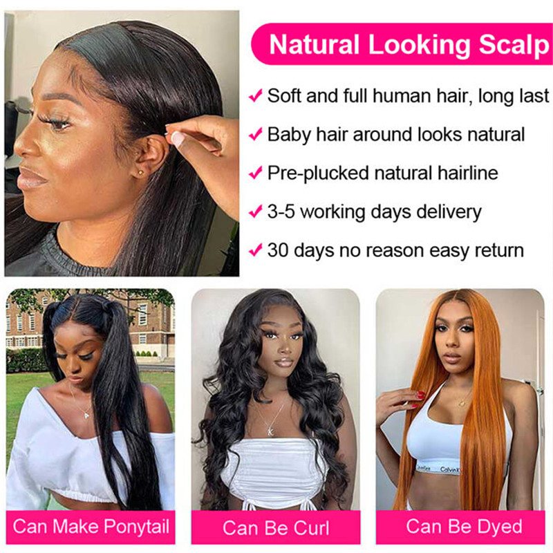 Body Wave 13*6 Hd Transparent Lace Front Wigs 100% Human Hair Pre Plucked 30 Inch - Image 4