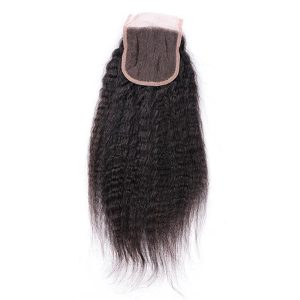Alternative view of Malaysian Hair With  Free Part Kinky Straight Lace Closure With Bundles Unprocessed Soft Human Hair Weave Extension