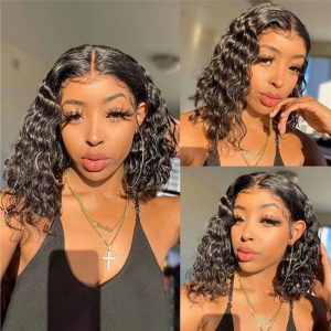 Glueless 13x4 Curly Lace Front Human Hair Wigs 150% Brazilian Remy Hair 4x4 Closure Wig Bob Frontal Wigs For Women Pre Plucked - Image 3