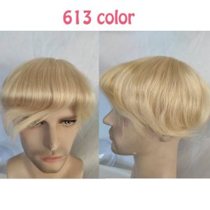 613# New Hairpiece Q6 Toupee For Men Swiss Lace & PU Base Human Hair Replacement System Unit Toupee Wig For Men Wigs 8x10 Toupee - Image 7