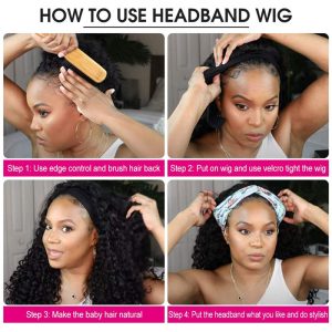 Headband Wig Deep Wave 18 inch Human Hair Wigs None Lace Front Wigs Virgin Hair Machine Made Wigs curly hair Headband for Black Women - Image 11