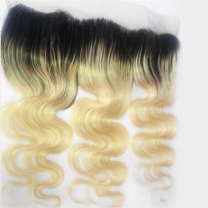 Ombre 13X4 Lace Frontal 1b/613# Ombre Blonde Hand Made Ear to Ear Body Wave Lace Frontal Hair Extension Bleached Knots with Baby Hair - Image 4