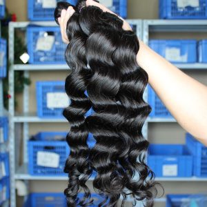 Indian Human Hair Extensions Weave Loose Wave 4 Bundles Natural Color - Image 4