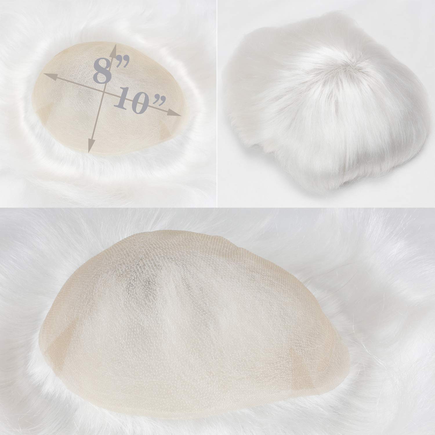 Pwigs Hairpiece Full French Lace Mens Toupee Bleached Knots Men Toupee Human Hair Wig Indian Remy Hair System Breathable 8x10 Toupee 18# Color - Image 32