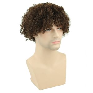 Afro Kinky Curly Short Wig Brazilian Remy Human Hair 130% Density Short Wig Toupee Hairpiece for Men (Black) - Image 8