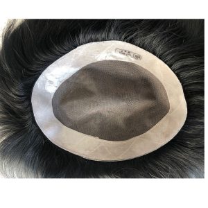 Toupee For Men Hair Replacement With Soft Skin Swiss Lace Kinky Curly PU  Hairpiece For Men 100% Remy Human Hair Colo 1B - Image 4