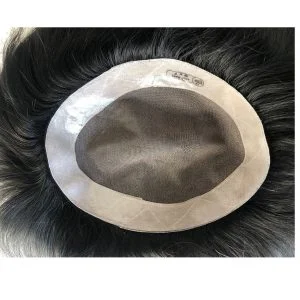 Alternative view of Hairpieces Replacement System For Men Swiss Lace Net With Half Pu Around Hair 100% European Remy Human Hair 10x8