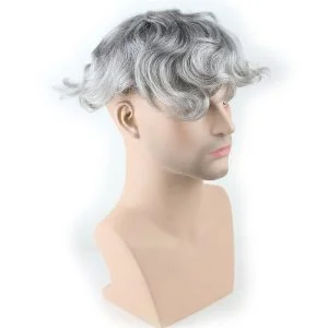 Men's Toupee 10×8 inch 1B Mix 80% Grey Hair Thin Skin Hairpiece Hair Replacement System Monofilament Net Base for Men - Image 7