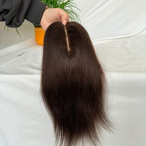 Brown 7x13cm Silk Base Human Hair Topper With Clips In Silk Top 100%  Cambodian Human  HairToupee for Women Hairpiece - Image 3